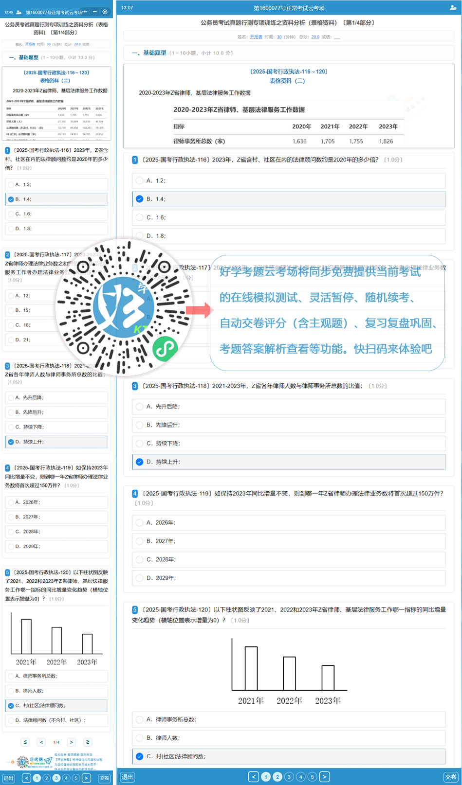 公务员考试真题行测专项训练之资料分析(表格资料)(好学考题小程序+H5触屏版云考场预览图)
