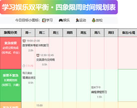 学习娱乐双平衡·四象限周时间规划表PDF版